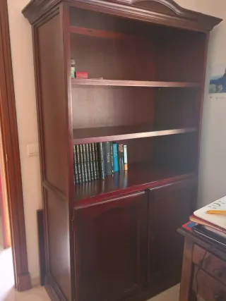Lote Vitrina y Librería Madera