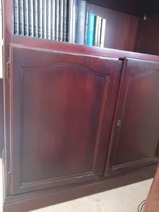 Lote Vitrina y Librería Madera