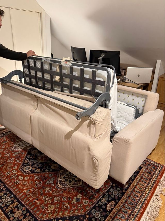 Sofá cama viscolatex 3 plazas beige