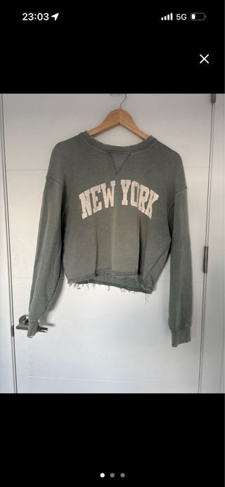 Sudadera New York verde vintage