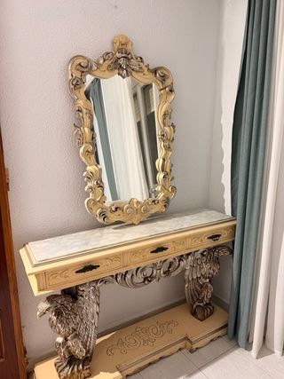 Consola Barroca Madera Maciza Tallada