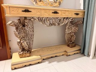 Consola Barroca Madera Maciza Tallada