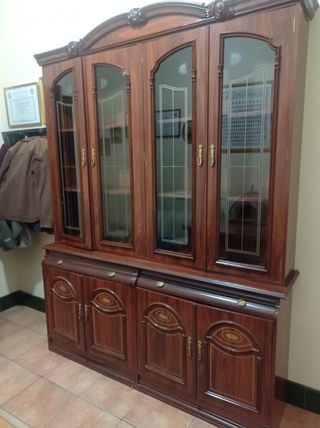 Mueble bar vitrina madera y cristal