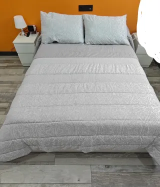 Edredón 135cm Gris y Blanco