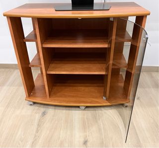 Mueble TV madera y cristal