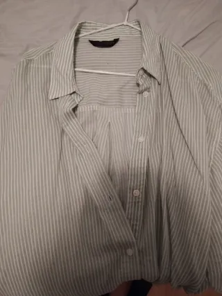 Camisa Zara Verde Rayas Mujer