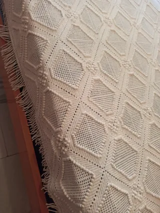 Colcha ganchillo hecha a mano vintage