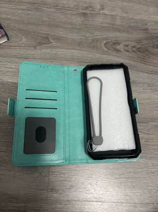 Funda móvil árbol y gato turquesa