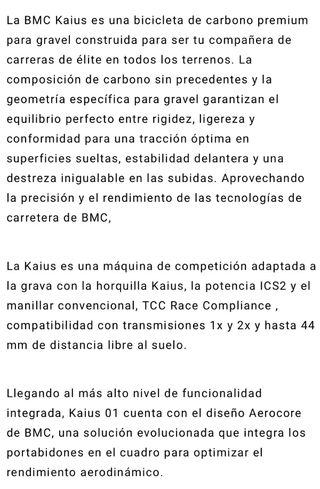 BMC Kaius 01 Gravel Bike pvp 8000€ ahora 4199€