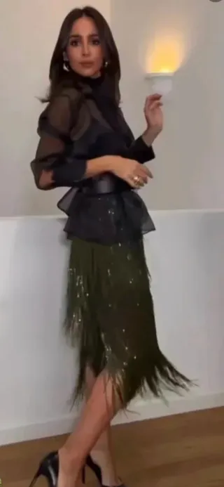 Falda flecos lentejuelas Zara Talla L