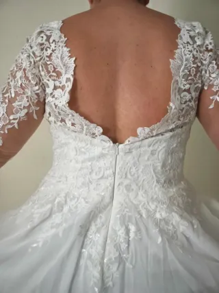 Vestido de Novia Blanco Encaje Manga Larga