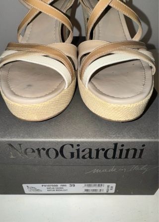 Sandali Nero Giardini Beige/Bianco Tg. 39