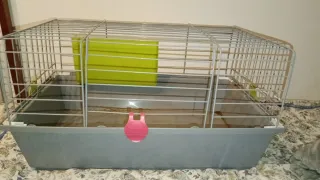 Jaula para roedores gris y verde