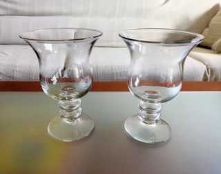 Par de porta velas em vidro Marinha Grande