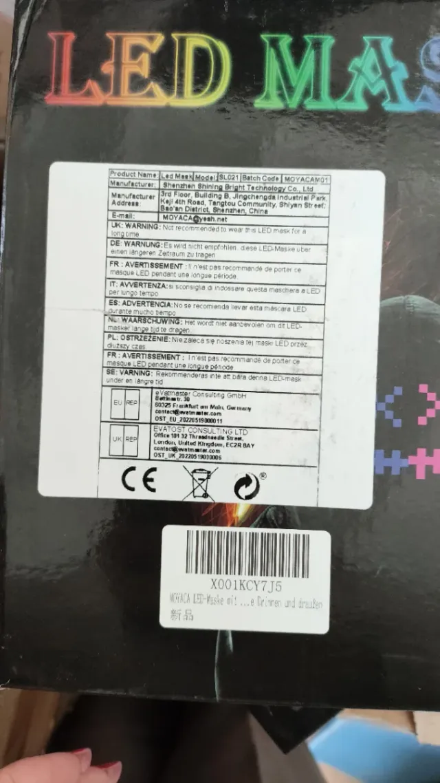 Máscara LED Detección Gestos