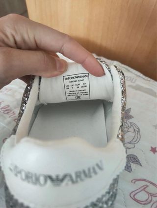 Zapatillas Emporio Armani Mujer Plata y Blanco