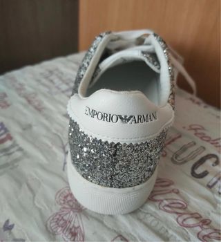 Zapatillas Emporio Armani Mujer Plata y Blanco