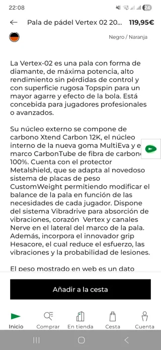 Pala Bullpadel Vertex 02 364g