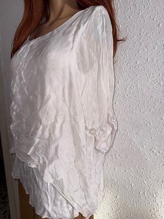 Blusa talla M made in italy mujer seda blanca