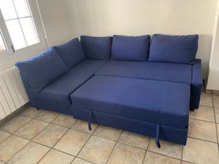 Sofá Cama Chaiselongue con Arcón Azul tres módulos