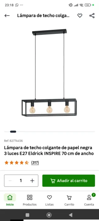 Làmpada menjador industrial Lámpara Comedor Indus