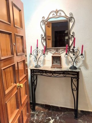 Mesa consola forja y mármol