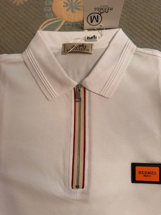 Polo Hermes Blanco con Cremallera