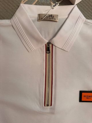 Polo Hermes Blanco con Cremallera