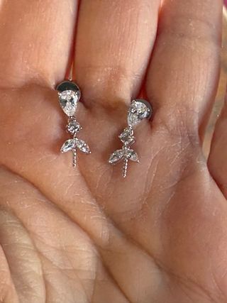 Orecchini foglia zirconi argento 925