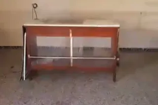 Mostrador madera 1,20m con tapa mármol