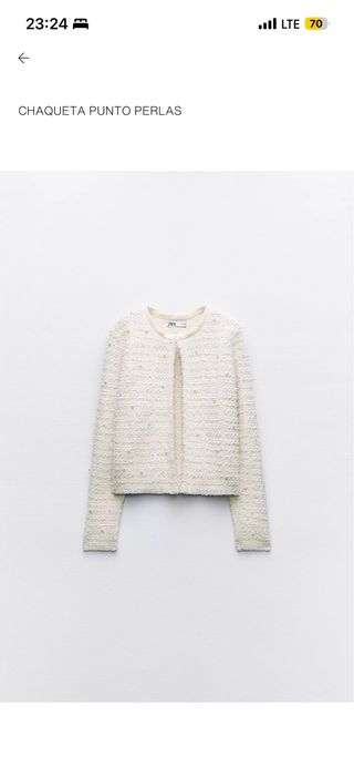 Chaqueta Zara Punto Perlas con etiqueta