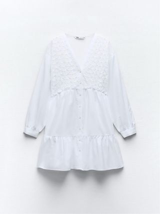 Vestido Zara blanco bordado