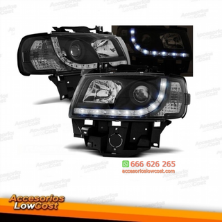 FAROS LUZ DIURNA LED  96-03 CRISTAL CLARO/NEGRO.