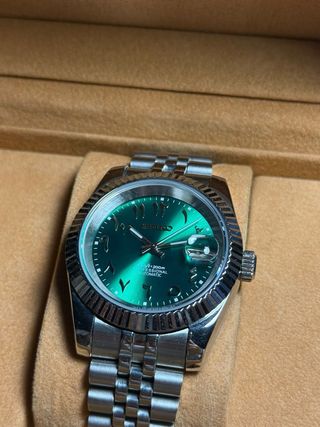 Seiko Mod Datejust Esfera Árabe Verde 39mm
