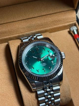 Seiko Mod Datejust Esfera Árabe Verde 39mm