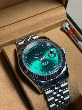 Seiko Mod Datejust Esfera Árabe Verde 39mm