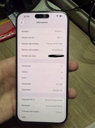 iPhone 16 Pro Max 512GB Negro/Gris