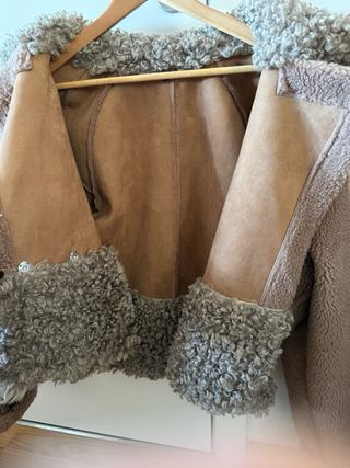 Chaqueta ante y borrego beige/marrón