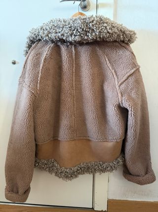 Chaqueta ante y borrego beige/marrón
