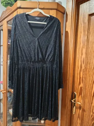Vestido fiesta negro plateado