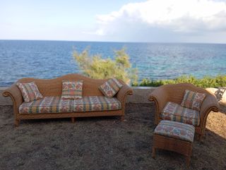 Sofá 3 plazas y butaca ratán exterior