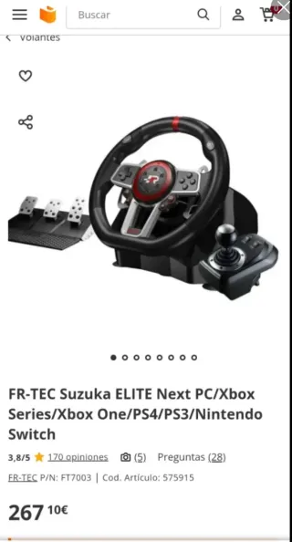 Volante FR-TEC Suzuka ELITE + 3 Pedales + Cambio