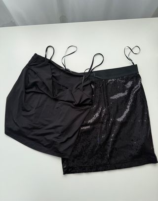 Falda lentejuelas y top negro
