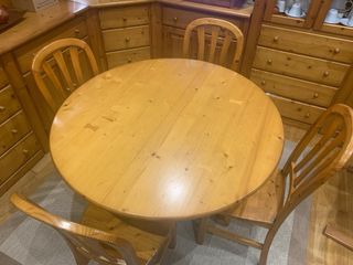 Mesa comedor extensible madera + 4 sillas