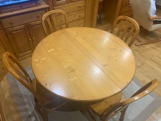 Mesa comedor extensible madera + 4 sillas