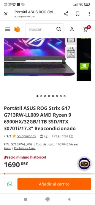 ASUS ROG Strix G17 | RTX 3070 Ti (150W) | 17 Pollici