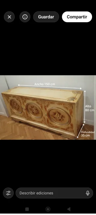 Aparador vintage beige y dorado