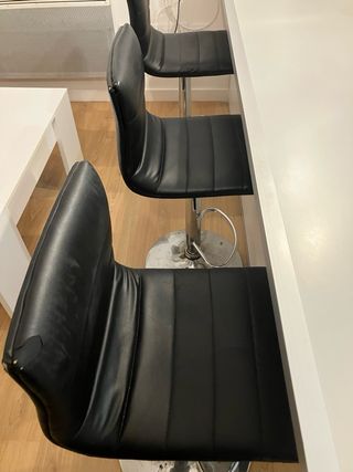 4 Taburetes de cocina piel negro