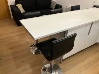 4 Taburetes de cocina piel negro