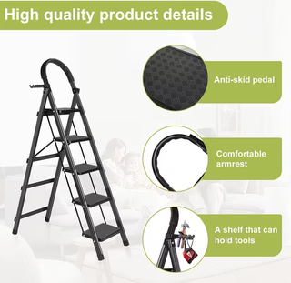 Escalera plegable tijera negra